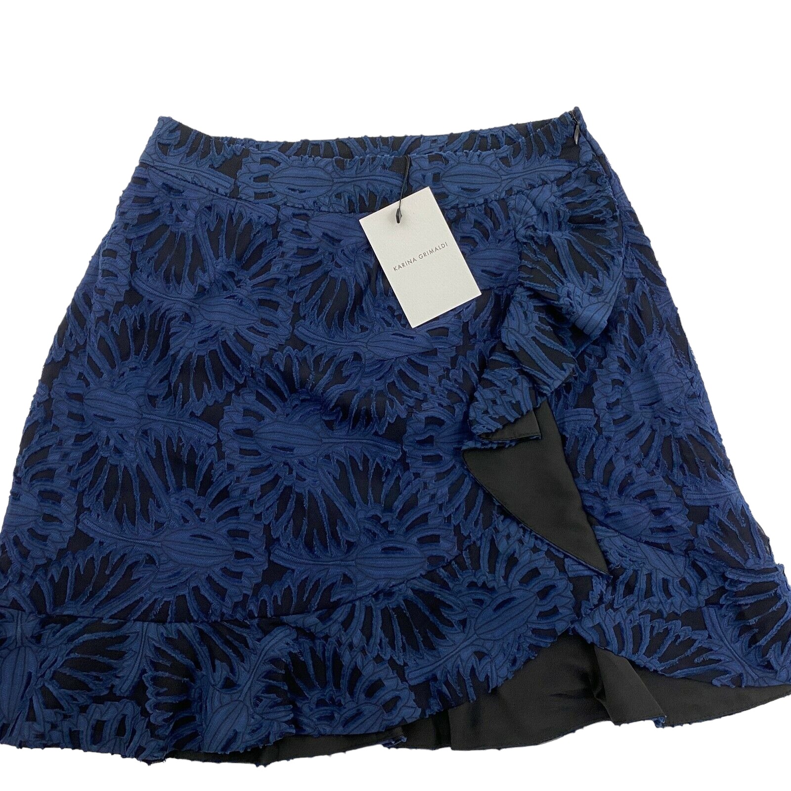 Karina Grimaldi Womens Blue Black Abstract Ariel Wrap Mini Skirt